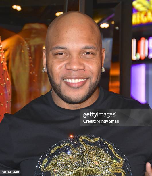 Rapper Flo Rida attends a memorabilia case dedication at the Hard Rock Hotel & Casino on June 29, 2018 in Las Vegas, Nevada.