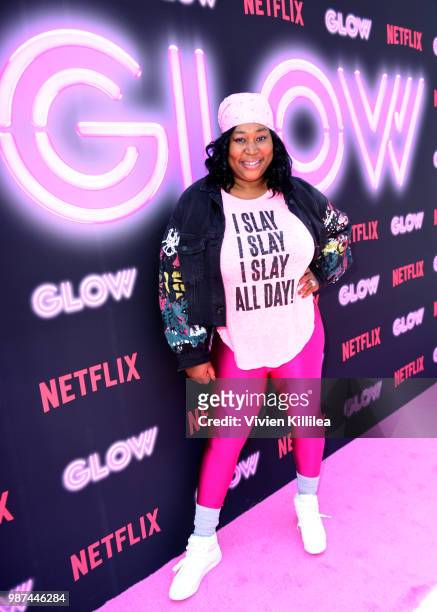 Kia Stevens attends the Netflix Original Series "GLOW" 80's Takeover Of Muscle Beach on June 29, 2018 in Venice, California.