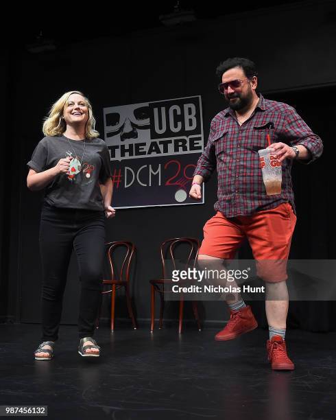 Amy Poehler and Horatio Sanz attends the UCB's 20th Annual Del Close Improv Marathon Press Conference at UCB Theatre on June 29, 2018 in New York...