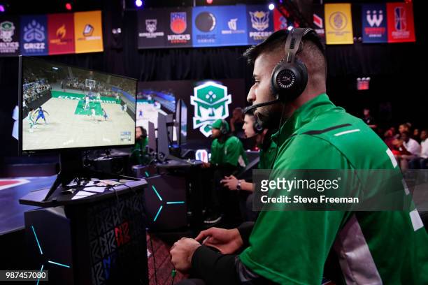 Mel East of Celtics Crossover Gaming plays against Grizz Gaming on June 23, 2018 at the NBA 2K League Studio Powered by Intel in Long Island City,...