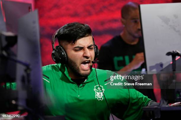 Mel East of Celtics Crossover Gaming reacts on June 23, 2018 at the NBA 2K League Studio Powered by Intel in Long Island City, New York. NOTE TO...