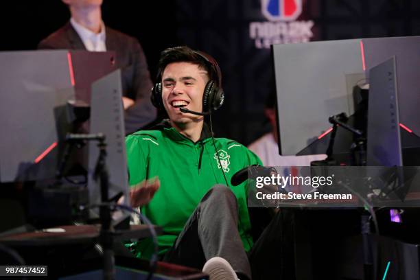 ProFusion of Celtics Crossover Gaming reacts against Grizz Gaming on June 23, 2018 at the NBA 2K League Studio Powered by Intel in Long Island City,...