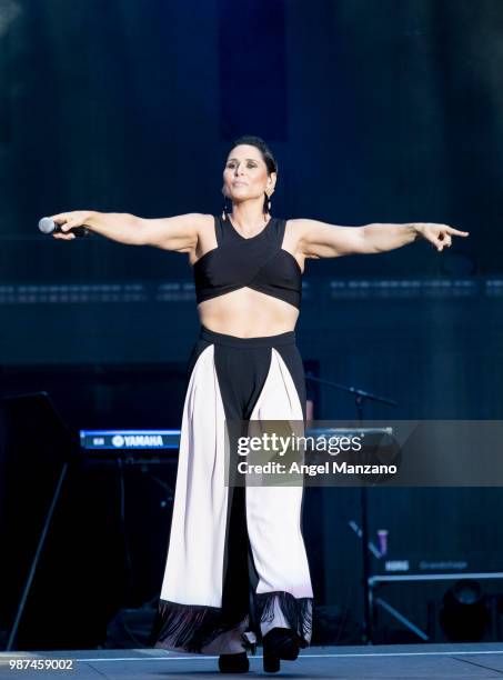 Rosa Lopez performs at 'Operacion Triunfo' concert in Santiago Bernabeu stadium on June 29, 2018 in Madrid, Spain.