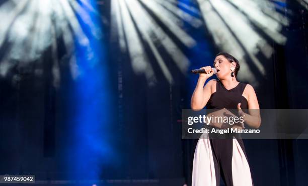 Rosa Lopez performs at 'Operacion Triunfo' concert in Santiago Bernabeu stadium on June 29, 2018 in Madrid, Spain.