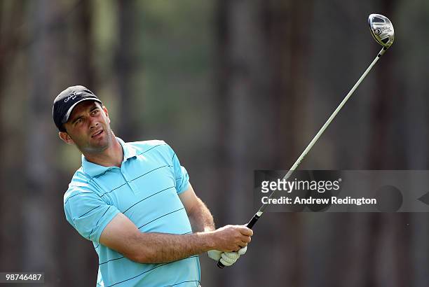 Ricardo Santos of Portugal in action during the first round of the Turkish Airlines Challenge hosted by Carya Golf Club on April 29, 2010 in Belek,...