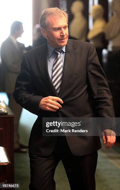 Belgian Prime Minister Yves Leterme attends the Belgian Federal Parliament on April 29, 2010 in Brussels, Belgium. Belgian Prime Minister Yves...