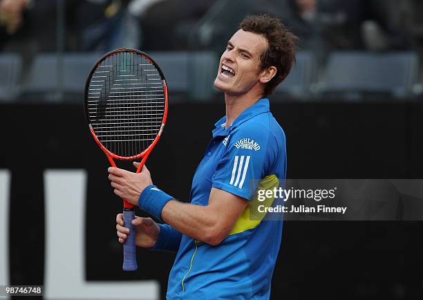 Frustrated Andy Murray of Great Britain in his match against David Ferrer of Spain during day five of the ATP Masters Series - Rome at the Foro...