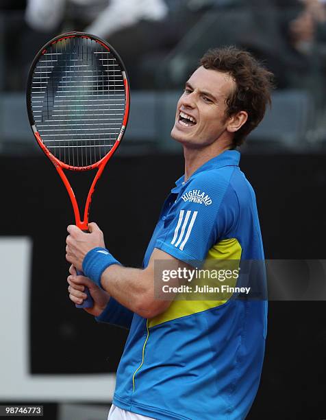 Frustrated Andy Murray of Great Britain in his match against David Ferrer of Spain during day five of the ATP Masters Series - Rome at the Foro...