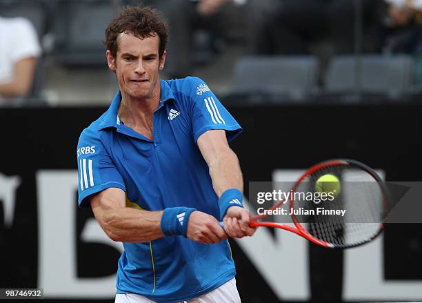 Andy Murray of Great Britain in action against David Ferrer of Spain during day five of the ATP Masters Series - Rome at the Foro Italico Tennis...