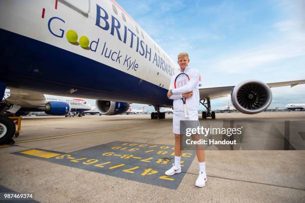 In this handout image from British Airways ,British Airways shows their support for British number one tennis player Kyle Edmund ahead of the...