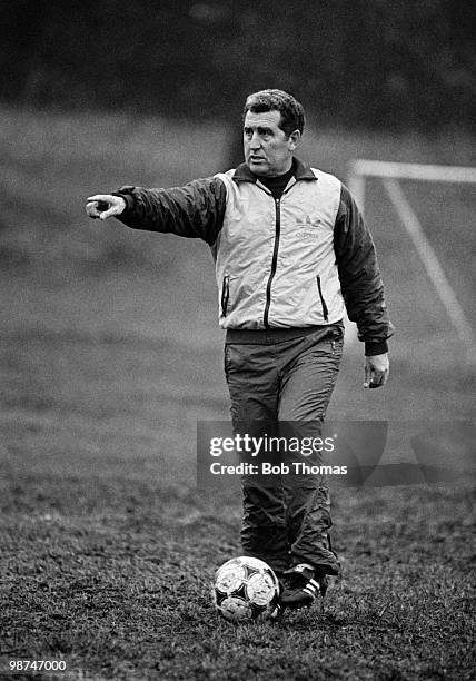 Bobby Campbell, coach of Queens Park Rangers, at a training session held in London on 31st December 1984, .