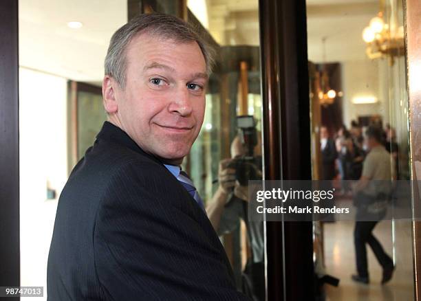 Belgian Prime Minister Yves Leterme talks to the press at the Belgian Federal Parliament on April 29, 2010 in Brussels, Belgium. Leterme tendered the...