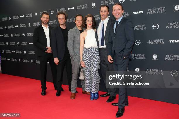 Ken Duken, August Diehl, Trystan Puetter, Friederike Becht, Marc Hosemann and Wotan Wilke Moehring attend the premiere of the first episode of the...