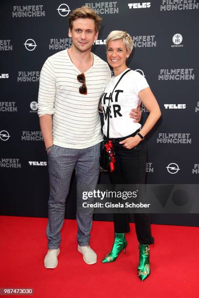 Steve Windolf and his girlfriend Kerstin Landsmann attend the premiere of the first episode of the crime-series 'Parfum' as part of the Munich Film...