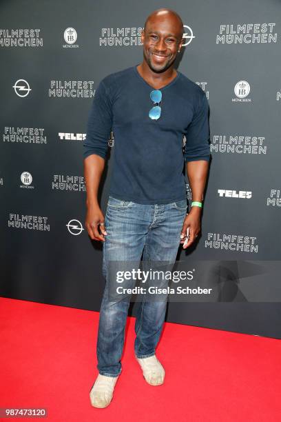 Jerry Kwarteng attends the premiere of the first episode of the crime-series 'Parfum' as part of the Munich Film Festival 2018 at Mathaeser...