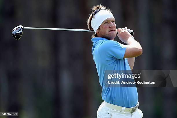 Pelle Edberg of Sweden in action during the first round of the Turkish Airlines Challenge hosted by Carya Golf Club on April 29, 2010 in Belek,...