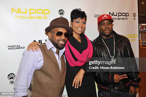 Music Producer Jermaine Dupri and recording artist Monica and Big Boi attend the NU POP MOVEMENT launch on November 10, 2009 in Atlanta, Georgia.