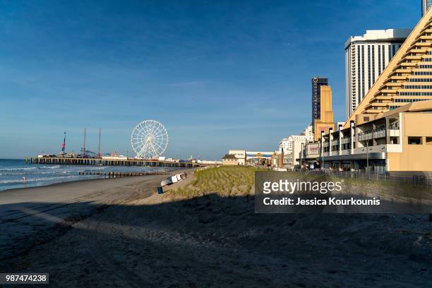 The sun rises on June 29, 2018 in Atlantic City, New Jersey. Two new casinos opened this week in the seaside resort, as residents seek an economic...