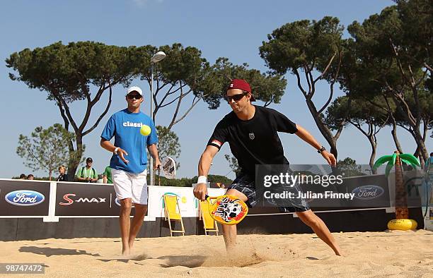 Bob and Mike Bryan of USA play some beach tennis during day five of the ATP Masters Series - Rome at the Foro Italico Tennis Centre on April 29, 2010...