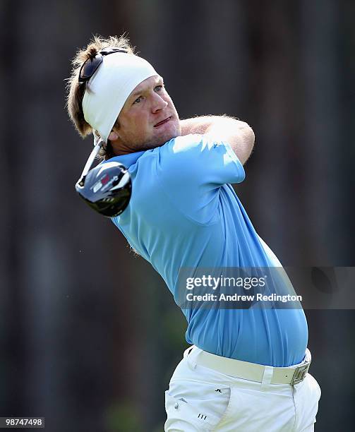 Pelle Edberg of Sweden in action during the first round of the Turkish Airlines Challenge hosted by Carya Golf Club on April 29, 2010 in Belek,...