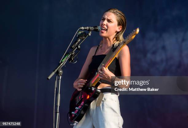 Ellie Rowsell of Wolf Alice performs in support of Liam Gallagher at Finsbury Park on June 29, 2018 in London, England.