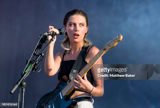 Ellie Rowsell of Wolf Alice performs in support of Liam Gallagher at Finsbury Park on June 29, 2018 in London, England.