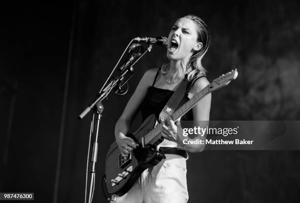 Ellie Rowsell of Wolf Alice performs in support of Liam Gallagher at Finsbury Park on June 29, 2018 in London, England.