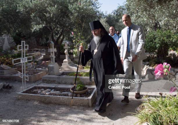 Prince William, Duke of Cambridge during a visit to the Church of St Mary Magdalene to pay his respects at the tomb of his great-grandmother Princess...