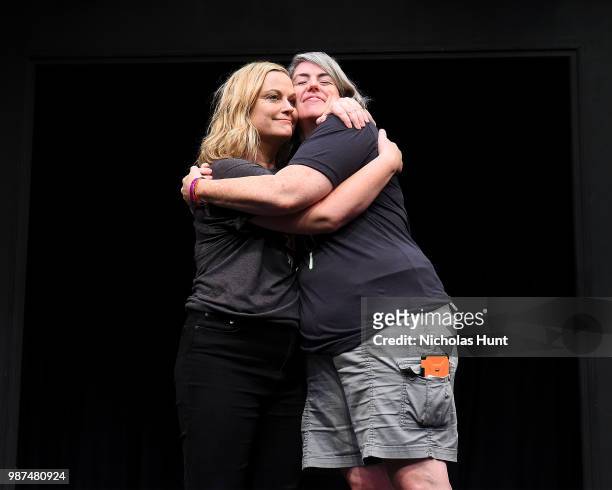 Amy Poehler and Shannon O'Neill attend the UCB's 20th Annual Del Close Improv Marathon Press Conference at UCB Theatre on June 29, 2018 in New York...