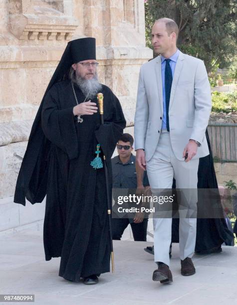 Prince William, Duke of Cambridge during a visit to the Church of St Mary Magdalene to pay his respects at the tomb of his great-grandmother Princess...