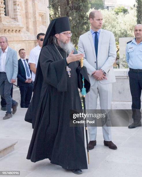 Prince William, Duke of Cambridge during a visit to the Church of St Mary Magdalene to pay his respects at the tomb of his great-grandmother Princess...