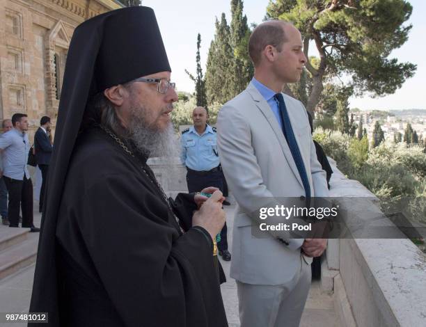 Prince William, Duke of Cambridge during a visit to the Church of St Mary Magdalene to pay his respects at the tomb of his great-grandmother Princess...