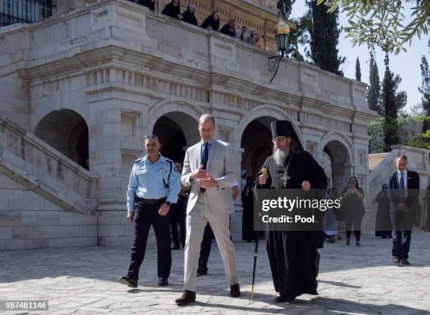 Prince William, Duke of Cambridge during a visit to the Church of St Mary Magdalene to pay his respects at the tomb of his great-grandmother Princess...