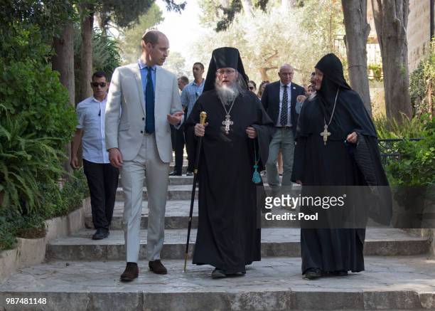 Prince William, Duke of Cambridge during a visit to the Church of St Mary Magdalene to pay his respects at the tomb of his great-grandmother Princess...