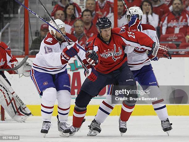 Jason Chimera of the Washington Capitals skates against the Montreal Canadiens in Game Seven of the Eastern Conference Quarterfinals during the 2010...