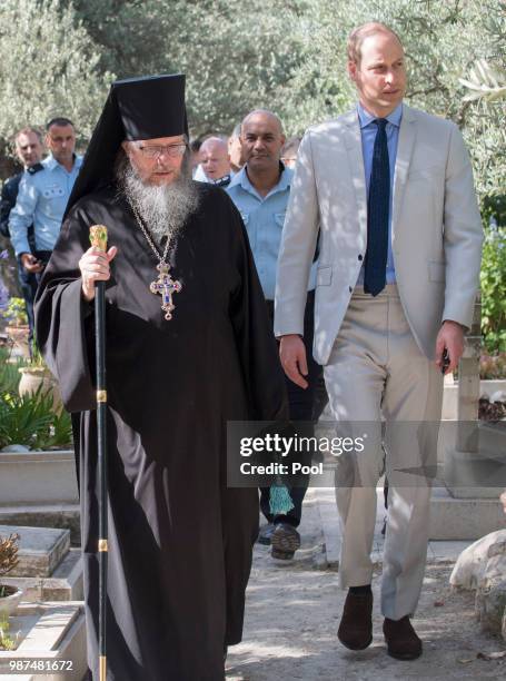 Prince William, Duke of Cambridge during a visit to the Church of St Mary Magdalene to pay his respects at the tomb of his great-grandmother Princess...