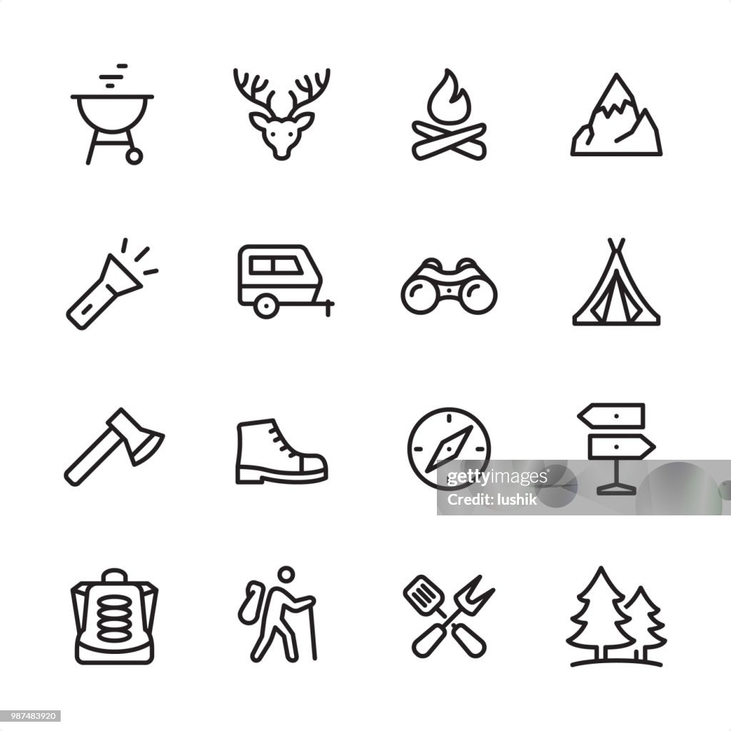 Tourism & Camping - outline icon set