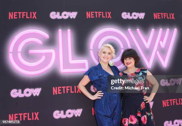 Kimmy Gatewood and Rebekka Johnson attend the Netflix's "Glow" celebrates premiere of season 2 with 80's takeover on Muscle Beach held on June 29,...