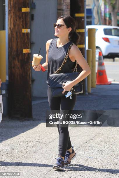 Lucy Hale is seen on June 29, 2018 in Los Angeles, California.