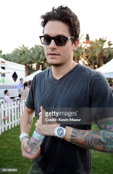 Exclusive* John Mayer backstage during Day 1 of the Coachella Valley Music & Arts Festival 2010 held at the Empire Polo Club on April 16, 2010 in...