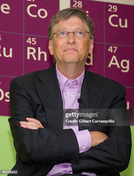 Bill Gates holds a Q&A session with students at the Science Leadership Academy prior to the 2010 Franklin Institute Awards held at The Franklin...