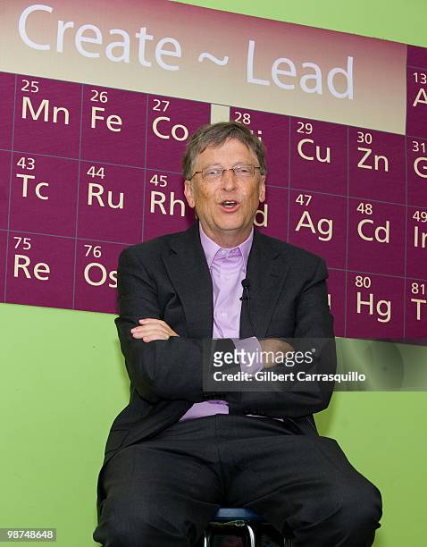 Bill Gates holds a Q&A session with students at the Science Leadership Academy prior to the 2010 Franklin Institute Awards held at The Franklin...