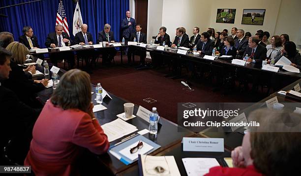 Vice President Joe Biden presides over a Recovery Act implementation cabinet meeting with Obama Administration secretaries and other leaders in the...