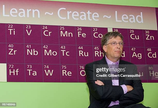 Bill Gates holds a Q&A session with students at the Science Leadership Academy prior to the 2010 Franklin Institute Awards held at The Franklin...