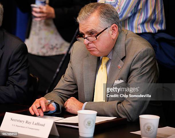 Transportation Secretary Ray LaHood attends a Recovery Act implementation cabinet meeting with other Obama Administration department heads in the...