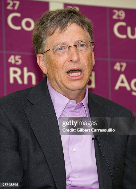 Bill Gates holds a Q&A session with students at the Science Leadership Academy prior to the 2010 Franklin Institute Awards held at The Franklin...