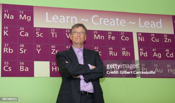 Bill Gates holds a Q&A session with students at the Science Leadership Academy prior to the 2010 Franklin Institute Awards held at The Franklin...