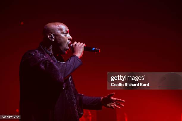 Oxmo Puccino performs during the 20 Years of Opera Puccino concert at L'Olympia on June 29, 2018 in Paris, France.