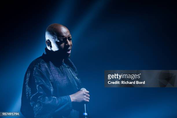 Oxmo Puccino performs during the 20 Years of Opera Puccino concert at L'Olympia on June 29, 2018 in Paris, France.