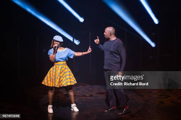 Reen and Oxmo Puccino perform during the 20 Years of Opera Puccino concert at L'Olympia on June 29, 2018 in Paris, France.